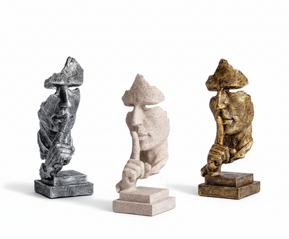 “Silence Is Golden” Sculpture – Handcrafted Resin Modern Art Decoration