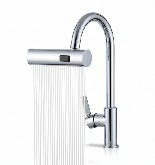 360° Waterfall Kitchen Faucet – 3 Spray Modes with Anti-Splash Aerator