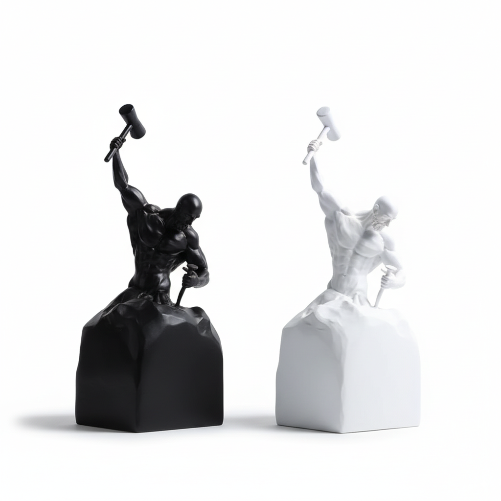 Resin Sculpture – Man Sculpting Himself Artistic Modern Statue