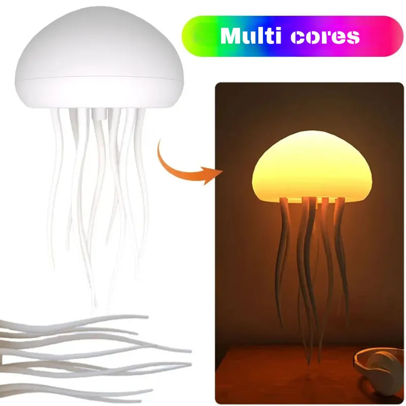 RGB Floating Jellyfish LED Lamp – Relaxing Night Light for Living Room or Bedroom