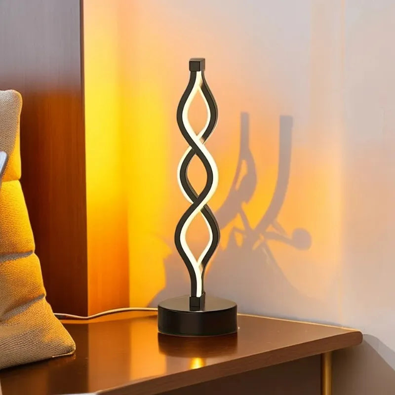 Double Spiral LED Table Lamp – Decorative Modern Desk Light for Bedroom, Office & Home