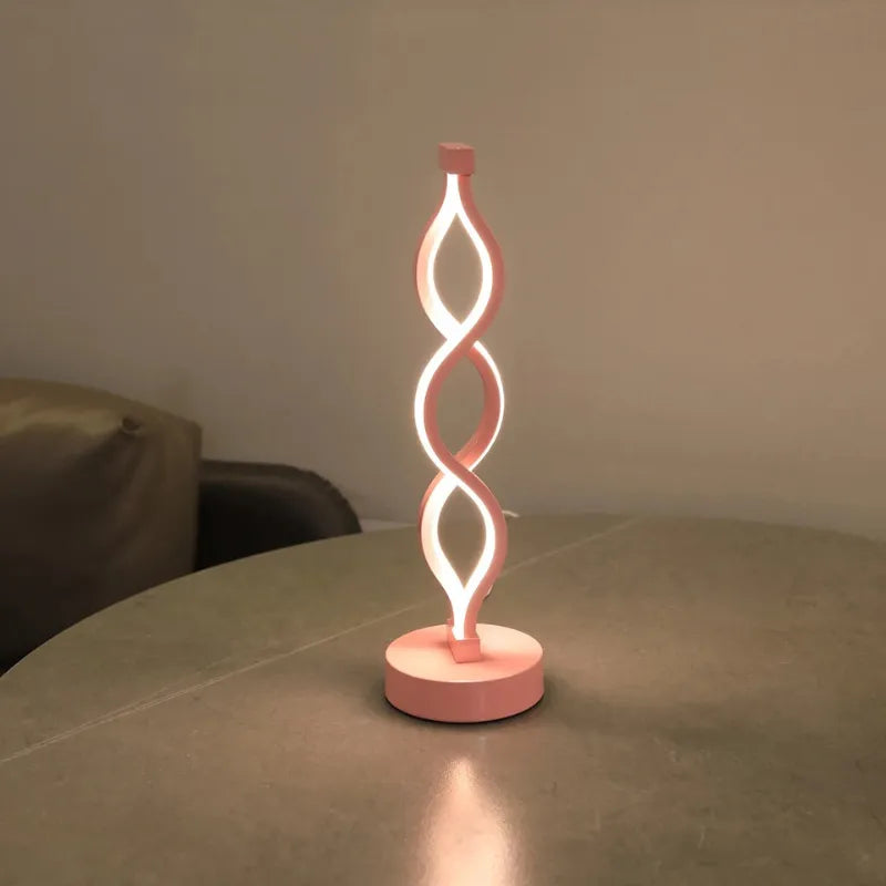 Double Spiral LED Table Lamp – Decorative Modern Desk Light for Bedroom, Office & Home