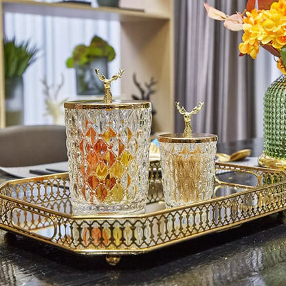 Rectangular Decorative Tray with Mirror — Elegant Organizer for Perfumes & Accessories