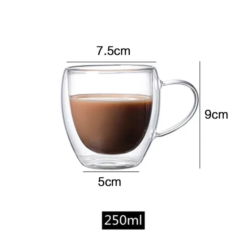 Double Wall Glass Mug – Heat Resistant Coffee & Tea Cup