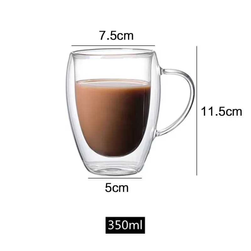 Double Wall Glass Mug – Heat Resistant Coffee & Tea Cup
