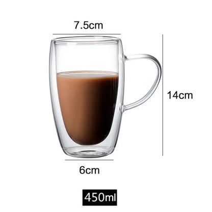 Double Wall Glass Mug – Heat Resistant Coffee & Tea Cup