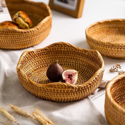 Handwoven Rattan Wicker Basket — Rustic & Elegant Storage Organizer for Home & Kitchen