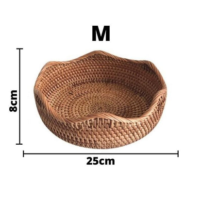 Handwoven Rattan Wicker Basket — Rustic & Elegant Storage Organizer for Home & Kitchen