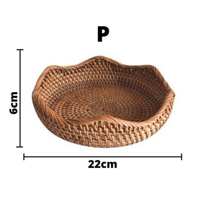 Handwoven Rattan Wicker Basket — Rustic & Elegant Storage Organizer for Home & Kitchen