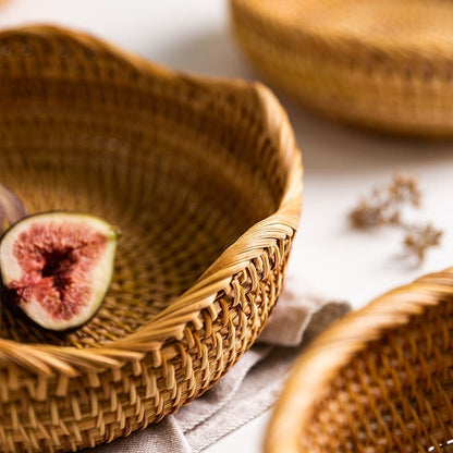 Handwoven Rattan Wicker Basket — Rustic & Elegant Storage Organizer for Home & Kitchen