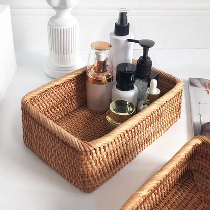 Handwoven Rattan Straw Basket – Decorative & Functional Home Storage Organizer