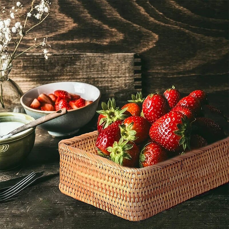 Handwoven Rattan Straw Basket – Decorative & Functional Home Storage Organizer