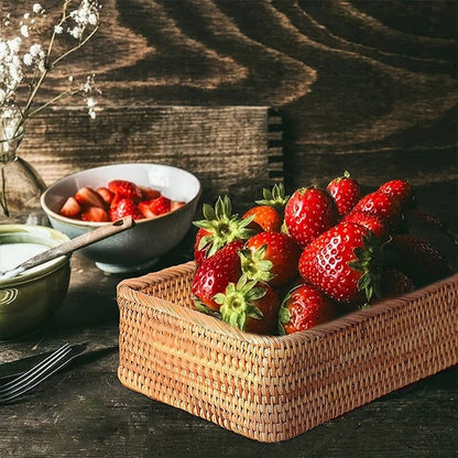 Handwoven Rattan Straw Basket – Decorative & Functional Home Storage Organizer