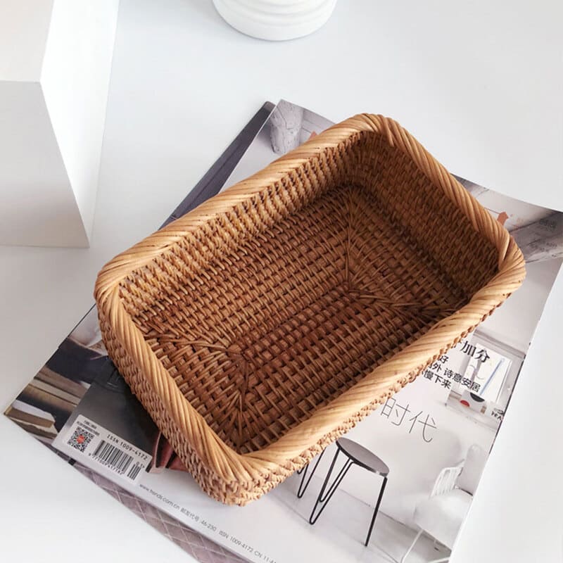 Handwoven Rattan Straw Basket – Decorative & Functional Home Storage Organizer