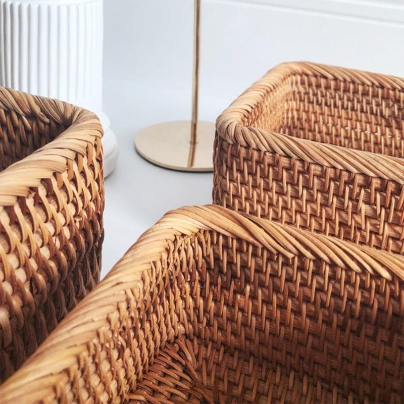 Handwoven Rattan Straw Basket – Decorative & Functional Home Storage Organizer
