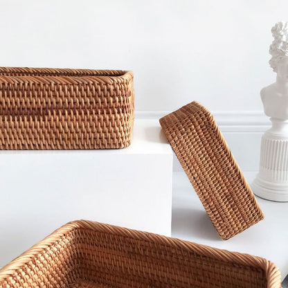 Handwoven Rattan Straw Basket – Decorative & Functional Home Storage Organizer