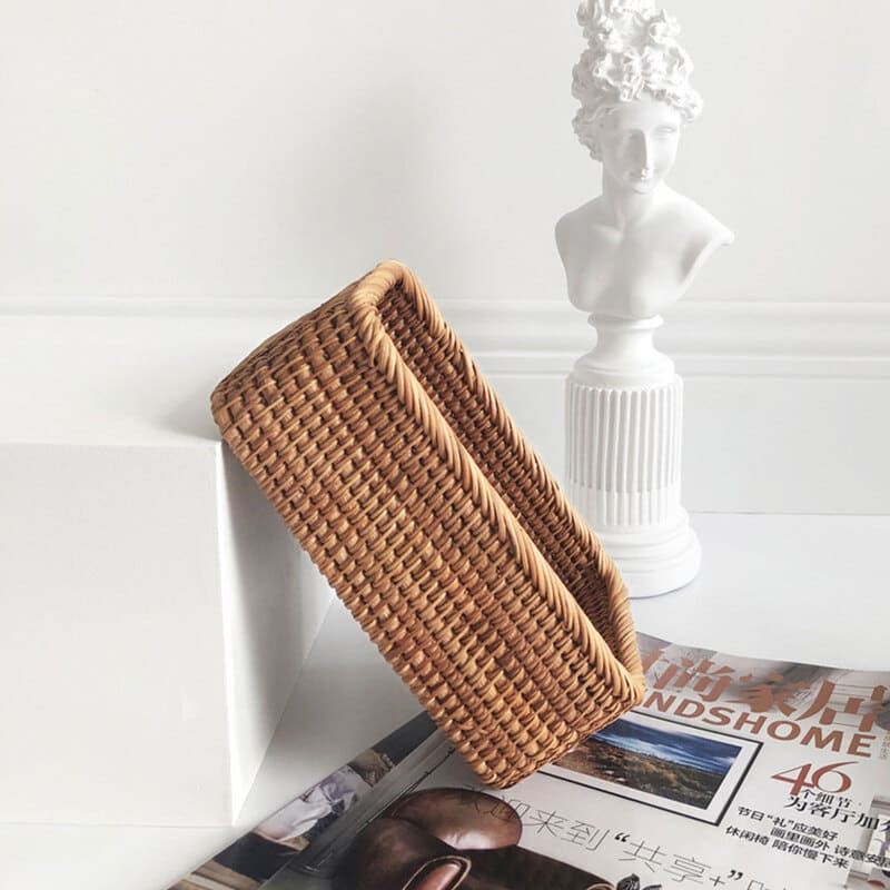 Handwoven Rattan Straw Basket – Decorative & Functional Home Storage Organizer
