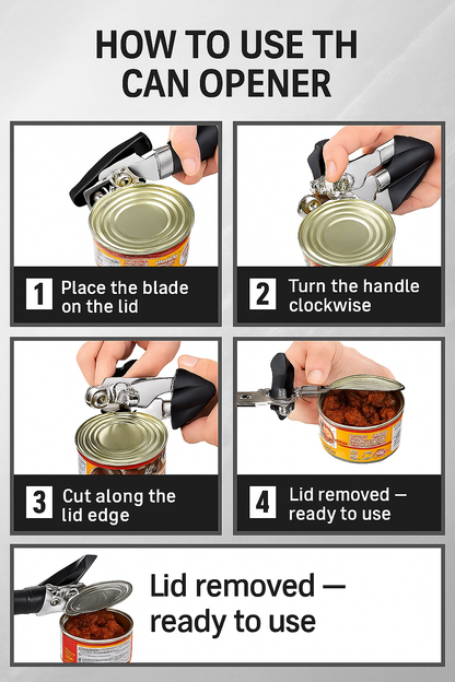Professional Can & Bottle Opener – Durable Stainless Steel Kitchen Tool