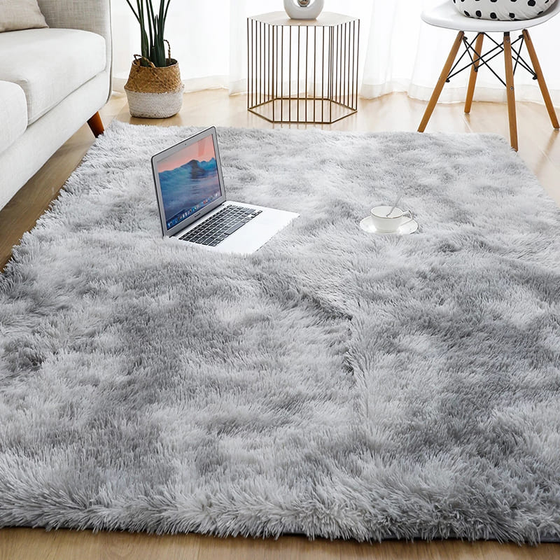 Plush Grey Mélange Rug — Non-Slip Absorbent Carpet for Bedroom & Living Room