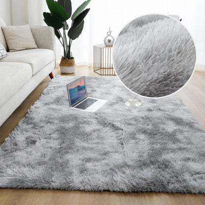 Plush Grey Mélange Rug — Non-Slip Absorbent Carpet for Bedroom & Living Room