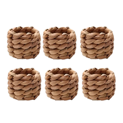 Handwoven Rattan Napkin Ring Set (6 or 12 Pieces) – Rustic Dining Table Decor
