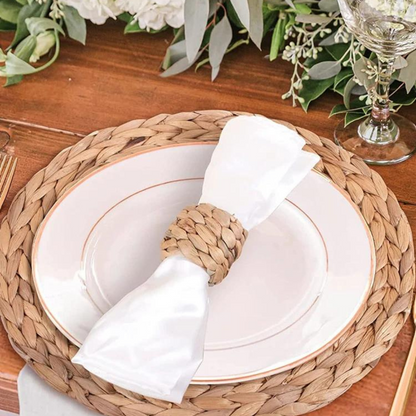 Handwoven Rattan Napkin Ring Set (6 or 12 Pieces) – Rustic Dining Table Decor