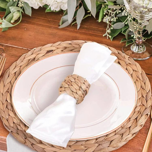Handwoven Rattan Napkin Ring Set — 6 or 12 Pieces