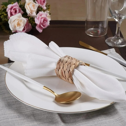 Handwoven Rattan Napkin Ring Set (6 or 12 Pieces) – Rustic Dining Table Decor