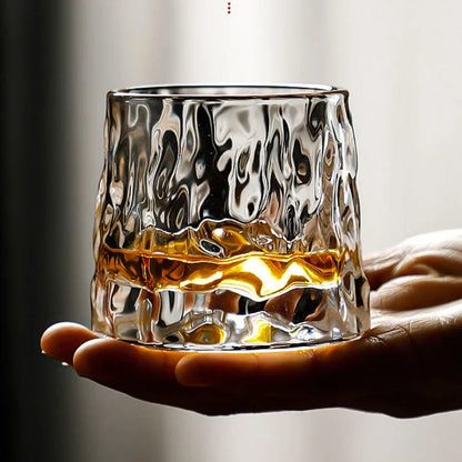 Crystal Whiskey Glass with Rotating Wooden Base — Premium Tumbler for Drinks & Gifting
