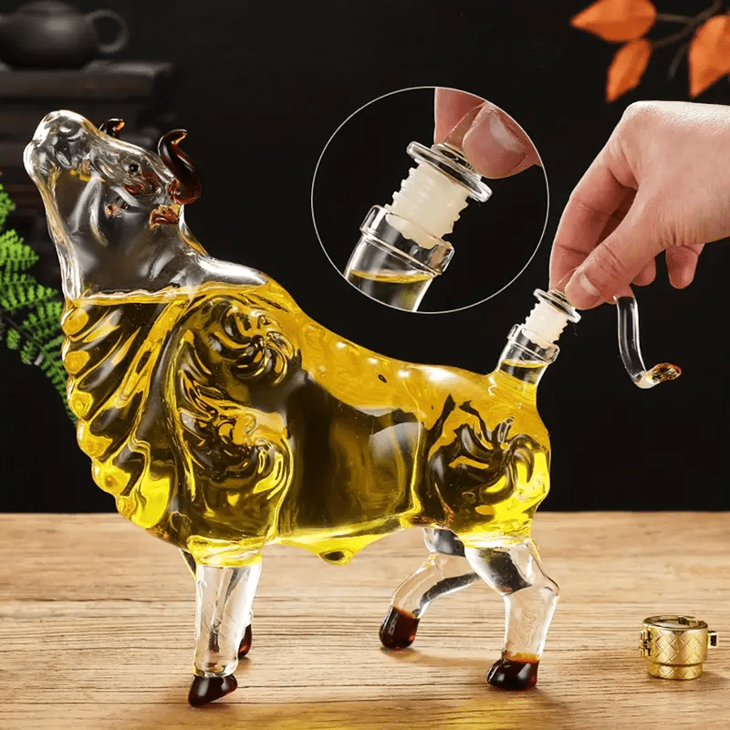 Bull-Shaped Crystal Decanter 1000ml – Luxury Whiskey & Wine Carafe