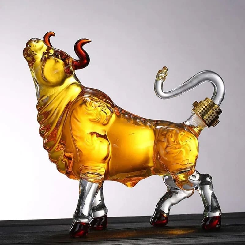 Bull-Shaped Crystal Decanter 1000ml – Luxury Whiskey & Wine Carafe