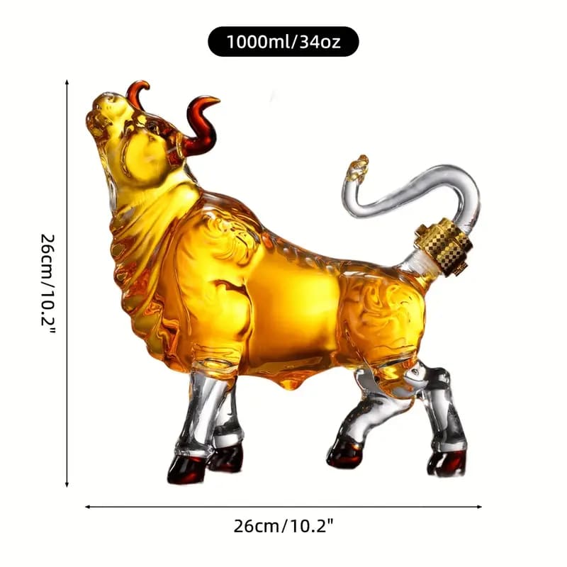 Bull-Shaped Crystal Decanter 1000ml – Luxury Whiskey & Wine Carafe