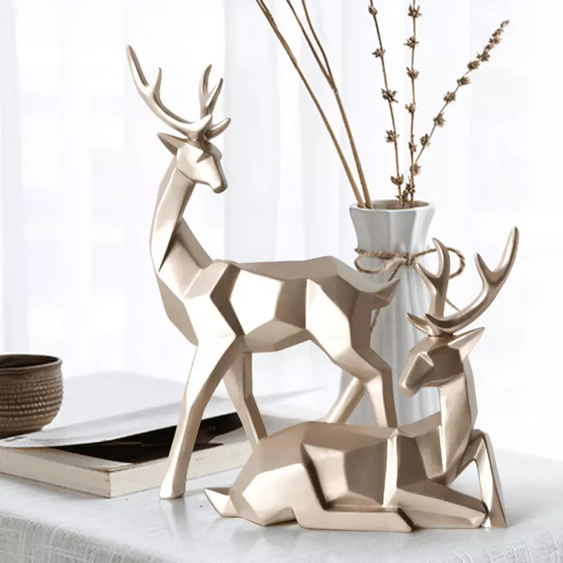 Decoração de Mesa de Resina Estátua Cervo 2 Peças