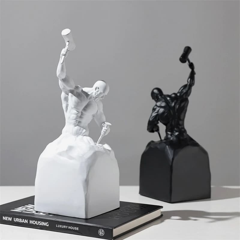 Resin Sculpture – Man Sculpting Himself Artistic Modern Statue