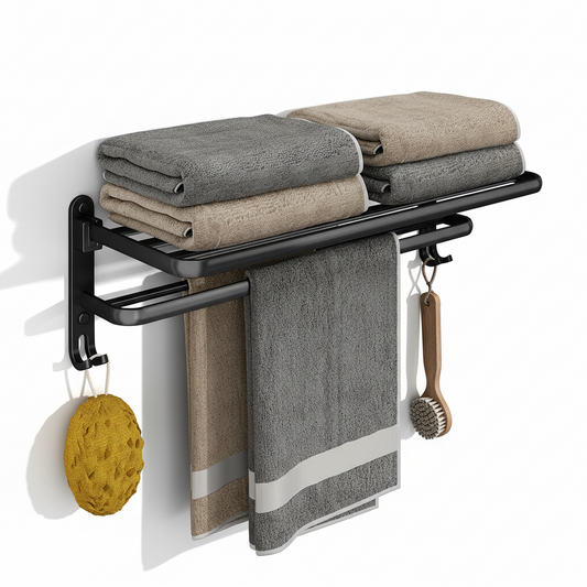 Foldable Bathroom Towel Holder – Space Saving Stainless Steel Wall Rack for Modern Bathrooms