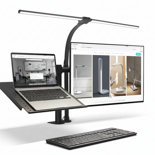 Flexible Dual-Head LED Desk Lamp — Adjustable Modern Aluminum Lighting for Office & Study