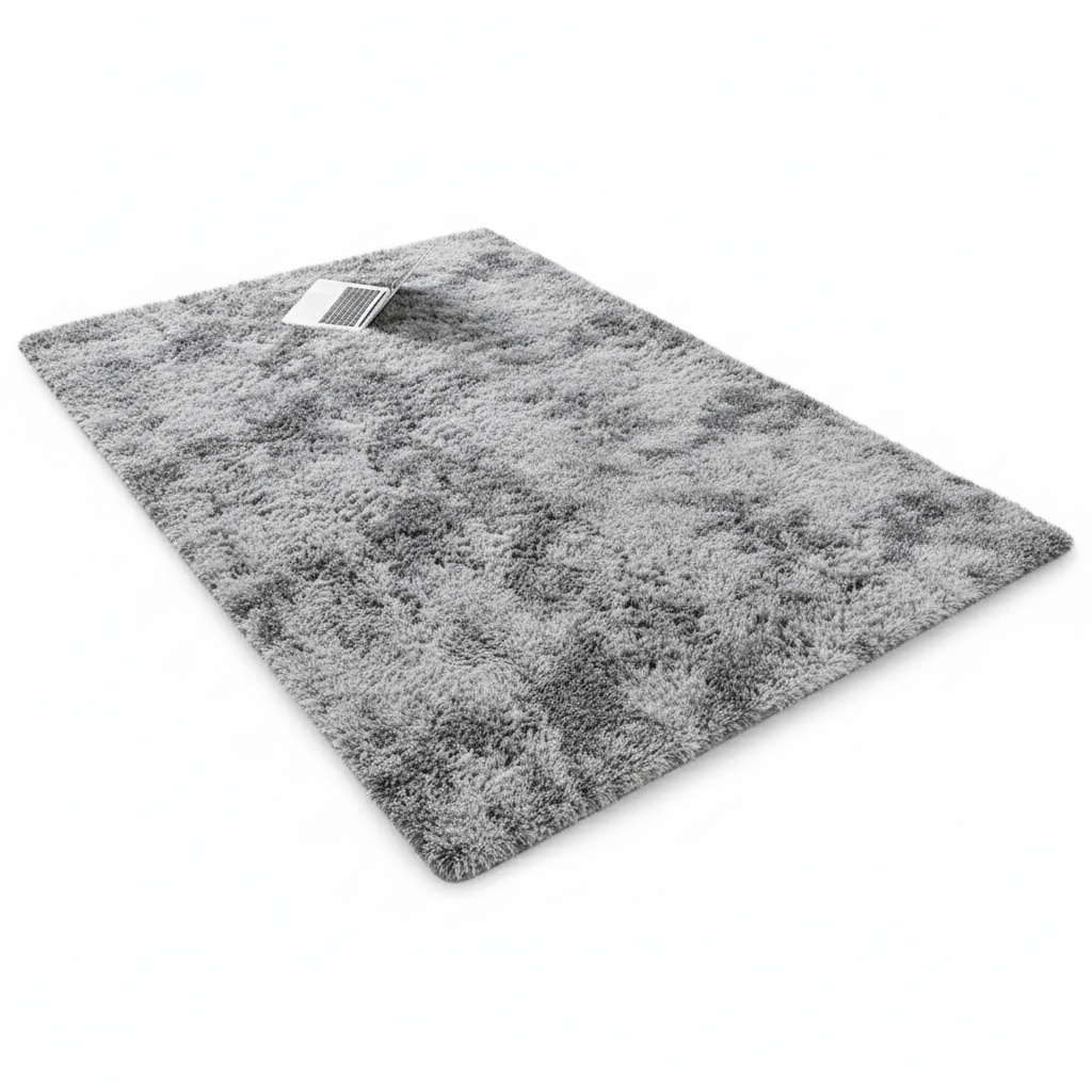Plush Grey Mélange Rug — Non-Slip Absorbent Carpet for Bedroom & Living Room