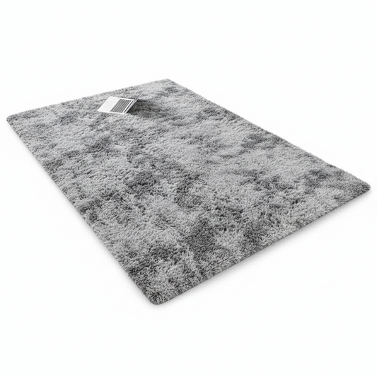 Plush Grey Mélange Rug — Non-Slip Absorbent Carpet for Bedroom & Living Room