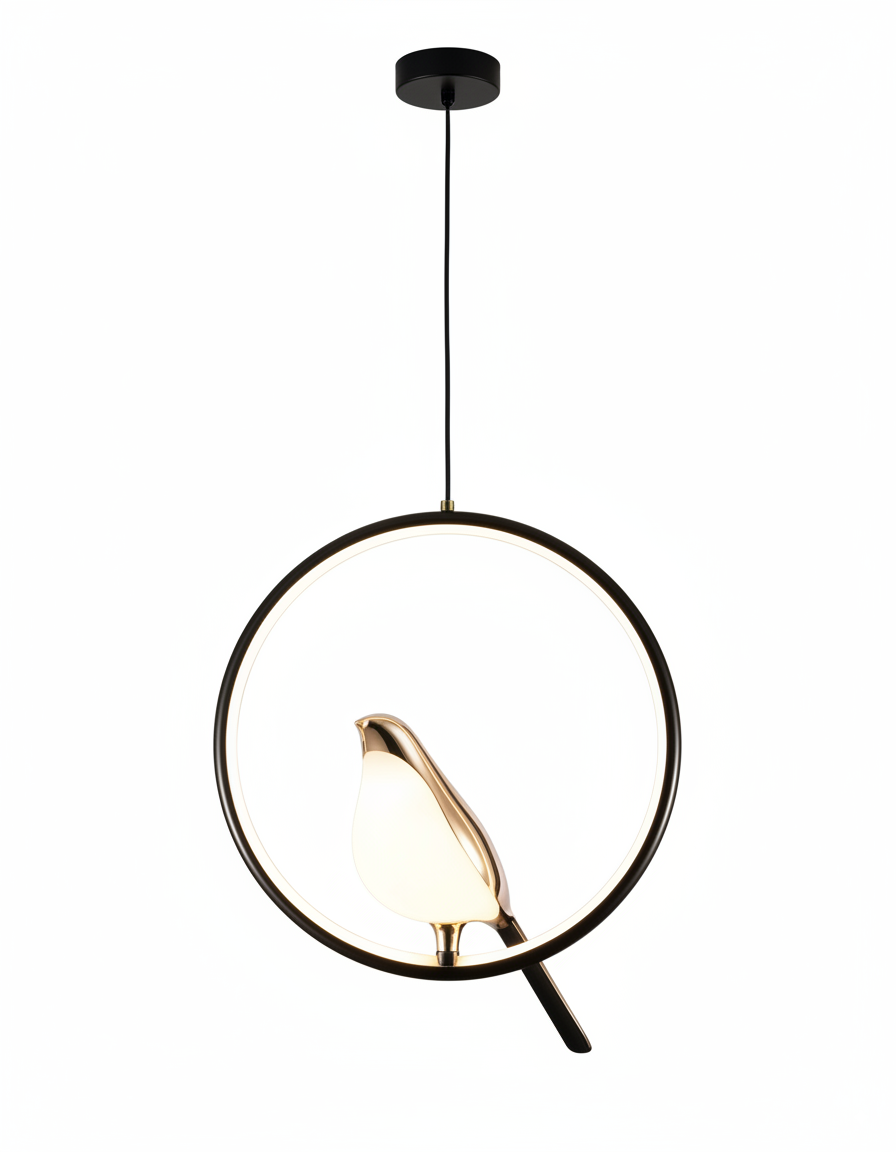 Nature-Inspired Bird Pendant Light – Artistic Hanging Fixture for Eco-Themed Rooms or Nature-Loving Homes