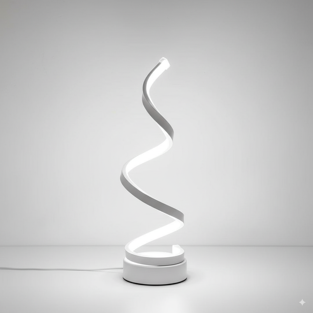 Modern Spiral LED Desk Lamp – Unique Curved Design Light for Living Room, Office & Study