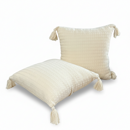 Boho Chic Pompom Pillow Covers – Set of 2 Decorative Cushion Cases for Sofa, Living Room & Bedroom