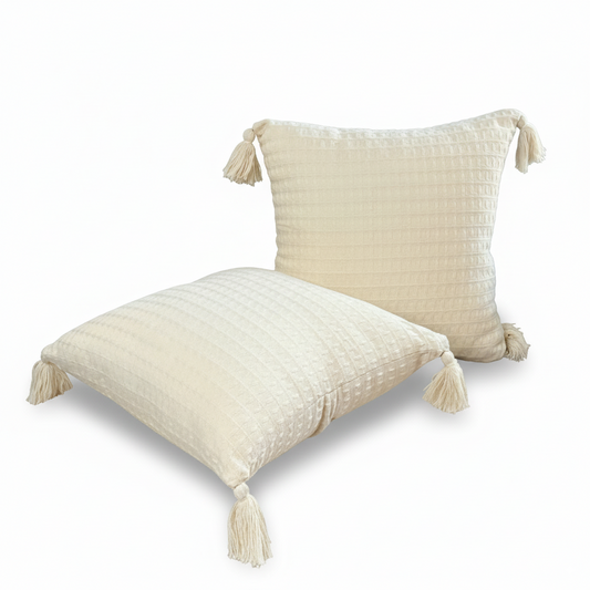 Boho Chic Pompom Pillow Covers – Set of 2 Decorative Cushion Cases for Sofa, Living Room & Bedroom