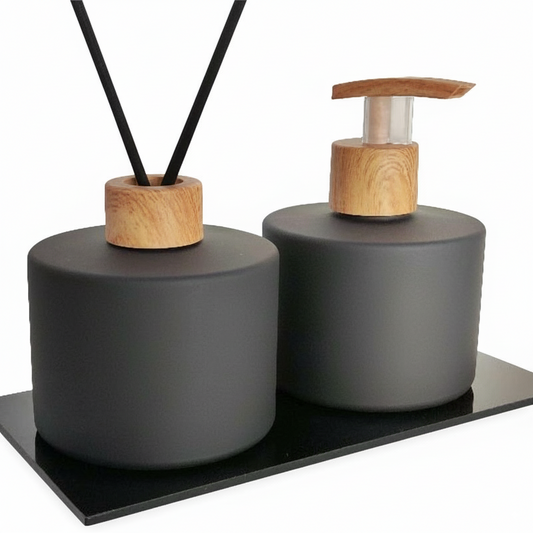 Liquid Soap Dispenser & Room Diffuser Set – Elegant Glass Bottles for Bathroom & Kitchen