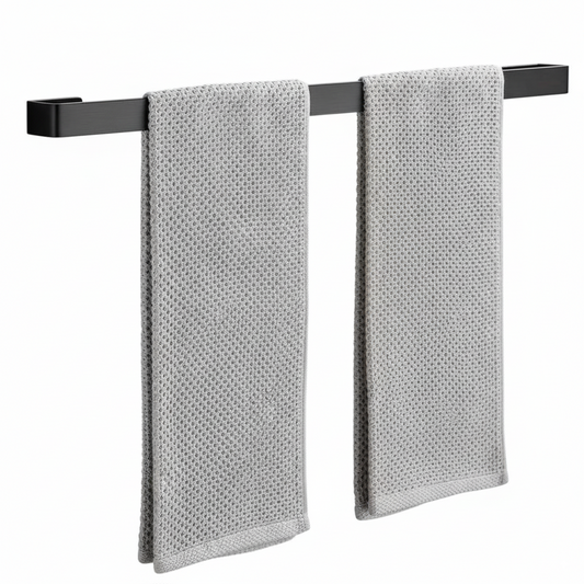 Minimalist Black Acrylic Towel Rack – Stylish Bathroom Wall Mounted Organizer