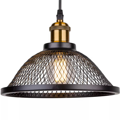 Industrial Retro Pendant Light – Metal Mesh Vintage Style E27 Socket for Dining Room or Bar Decor