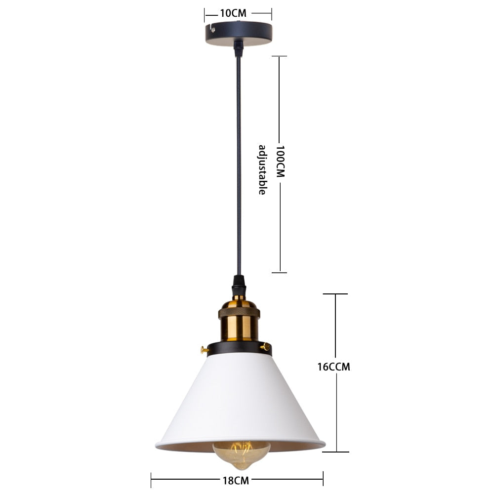 Vintage Industrial Loft Pendant Lamp – Classic E27 Hanging Fixture for Café, Kitchen or Living Room Accent Lighting