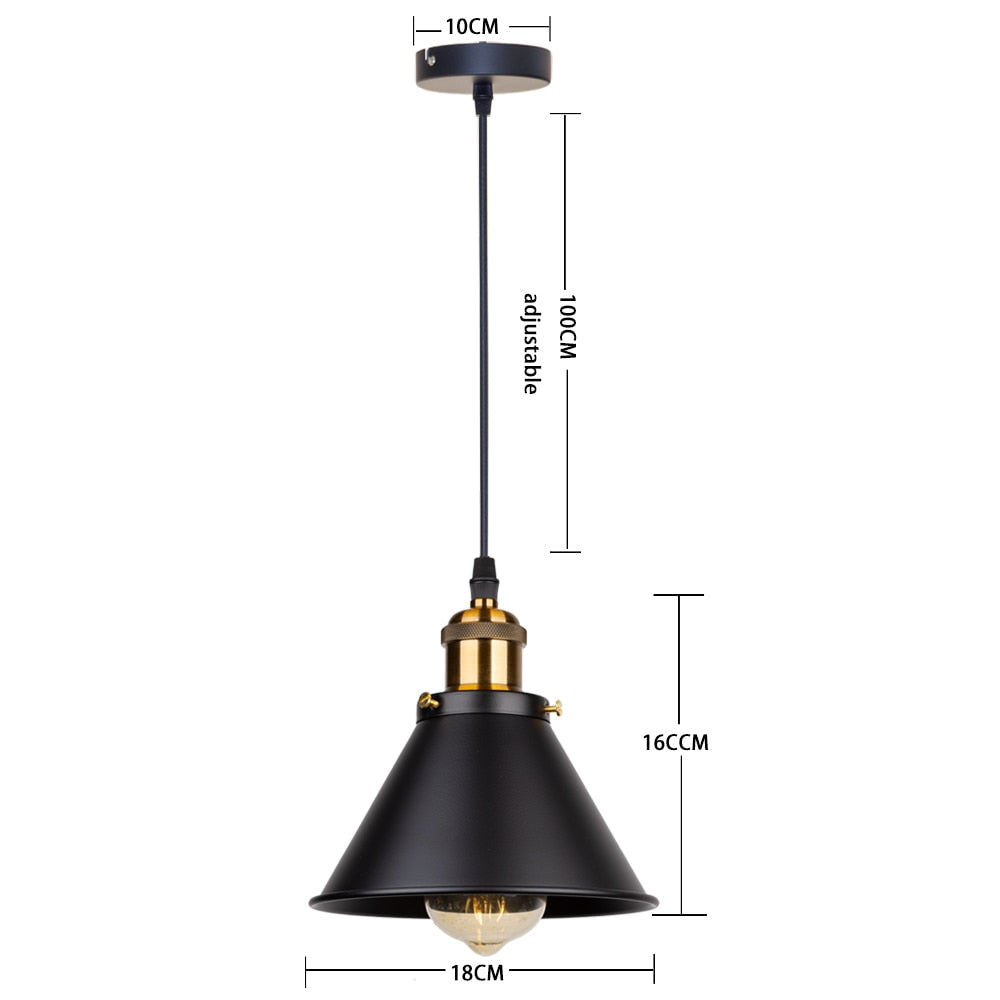 Vintage Industrial Loft Pendant Lamp – Classic E27 Hanging Fixture for Café, Kitchen or Living Room Accent Lighting