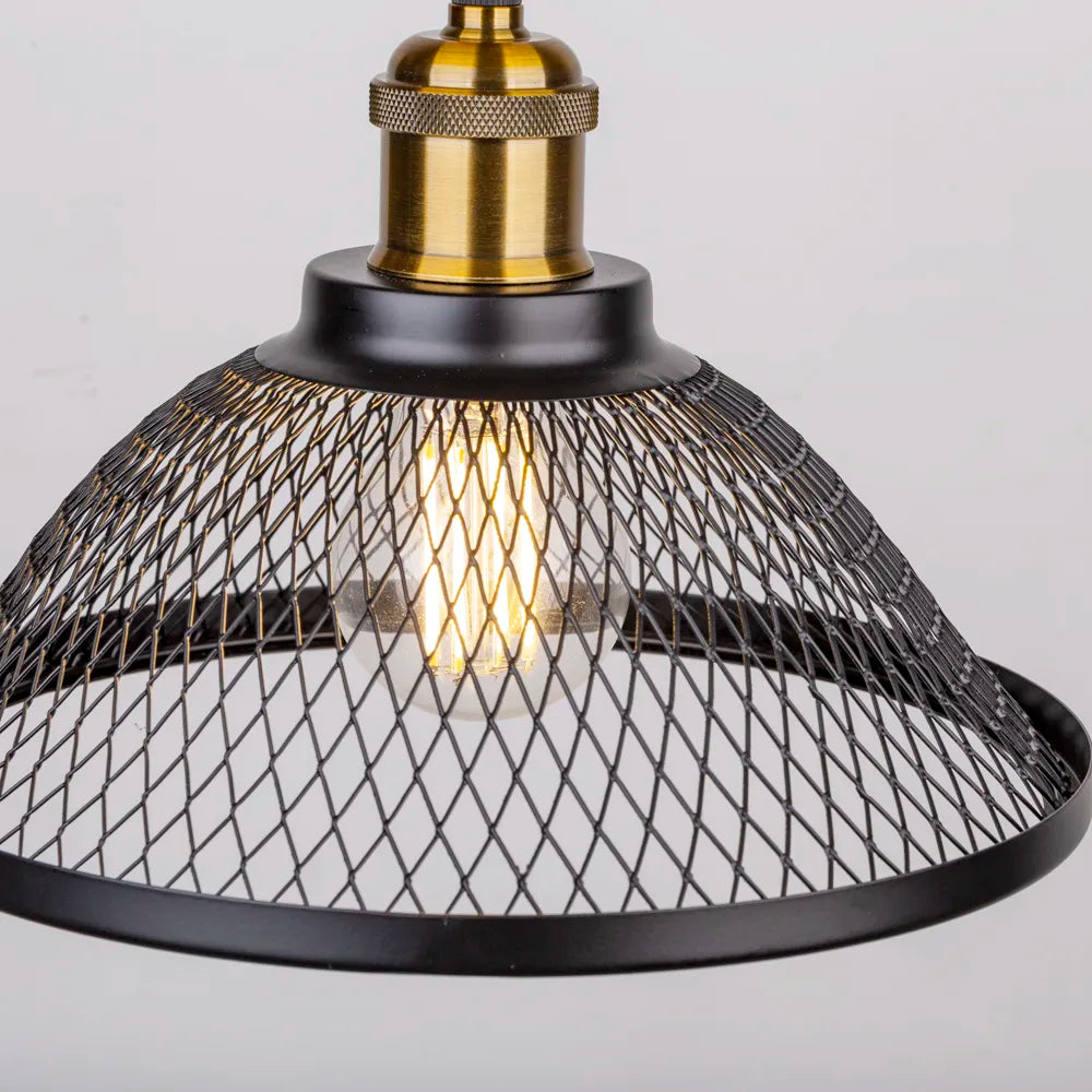Industrial Retro Pendant Light – Metal Mesh Vintage Style E27 Socket for Dining Room or Bar Decor