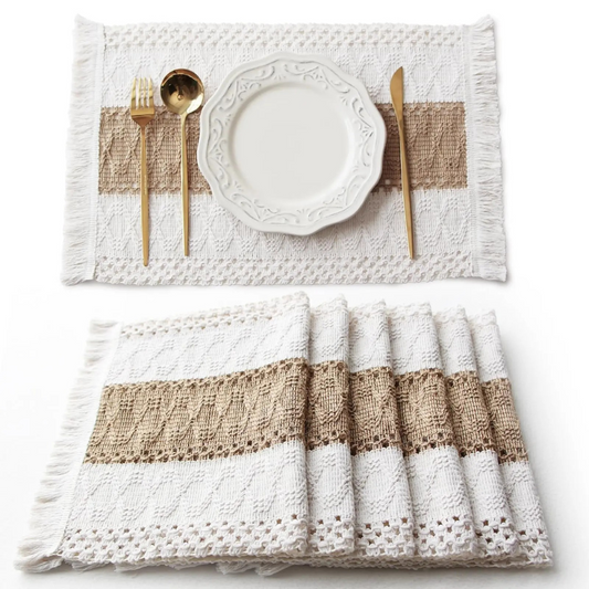 Boho Macramé Placemat Set — 6 Pieces
