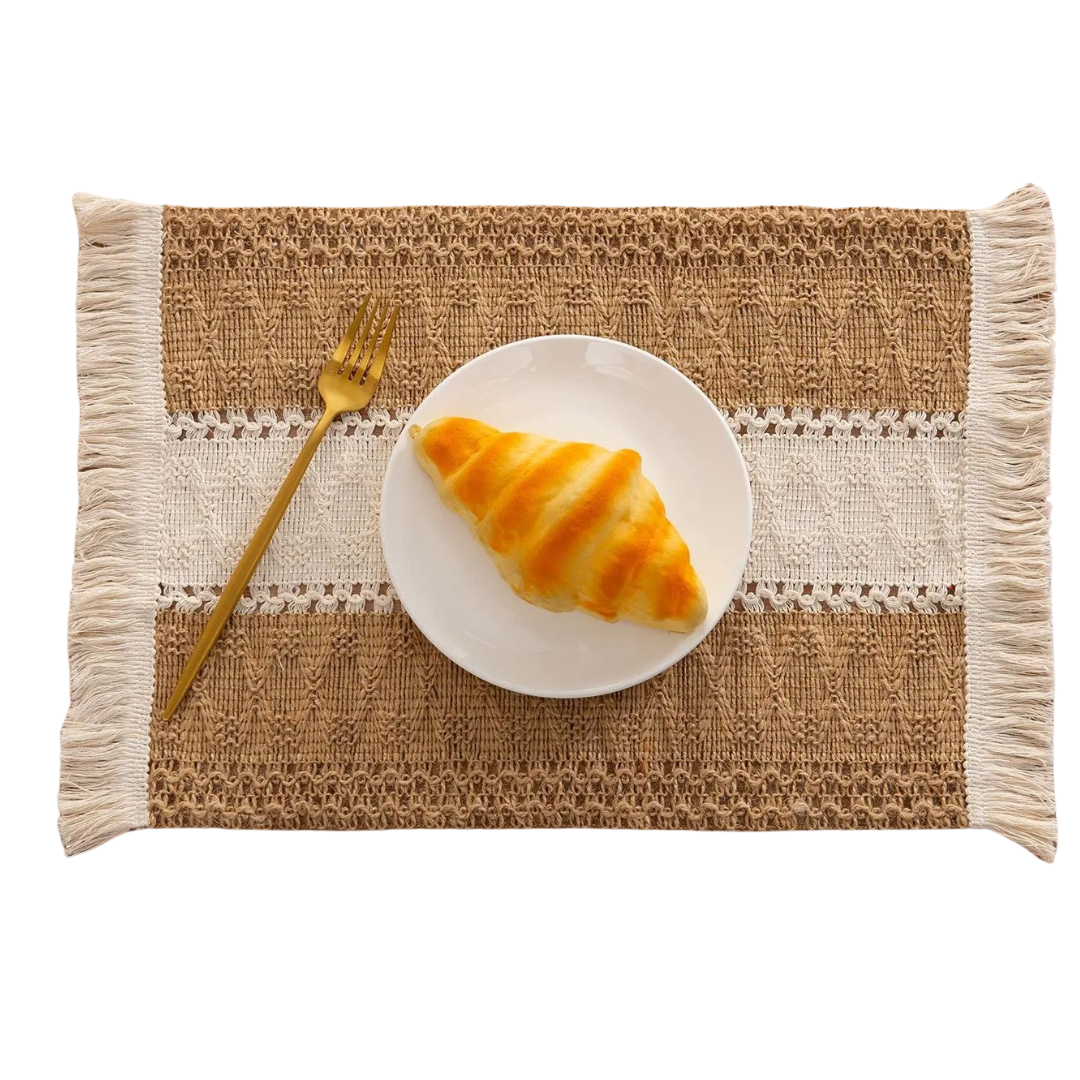 Boho Macramé Placemat Set (6 Pieces) – Handmade Rustic Dining Table Deco